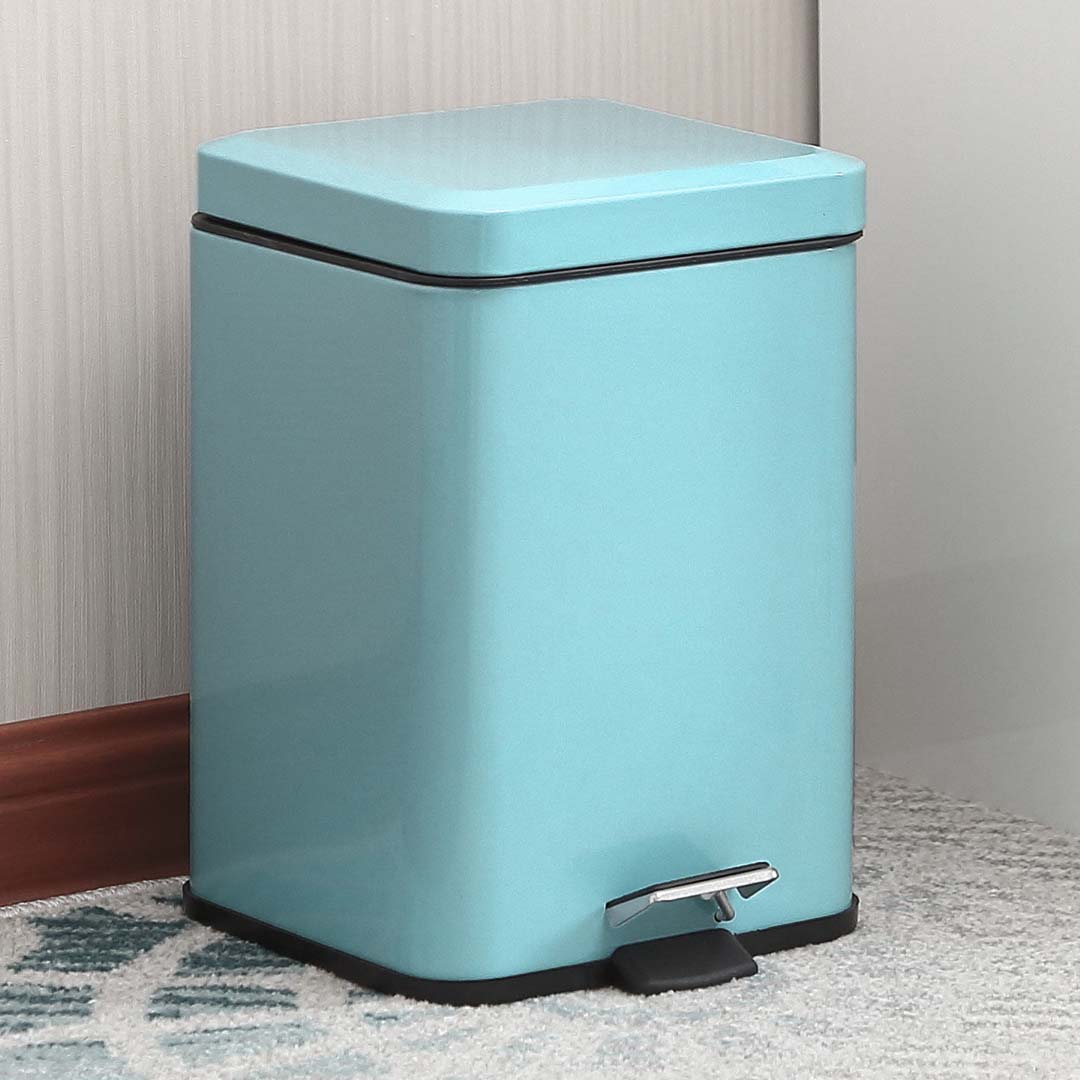 SOGA 4X 6L Foot Pedal Stainless Steel Rubbish Recycling Garbage Waste Trash Bin Square Blue • LUZ-RubbishBinSquare6LBlueX4