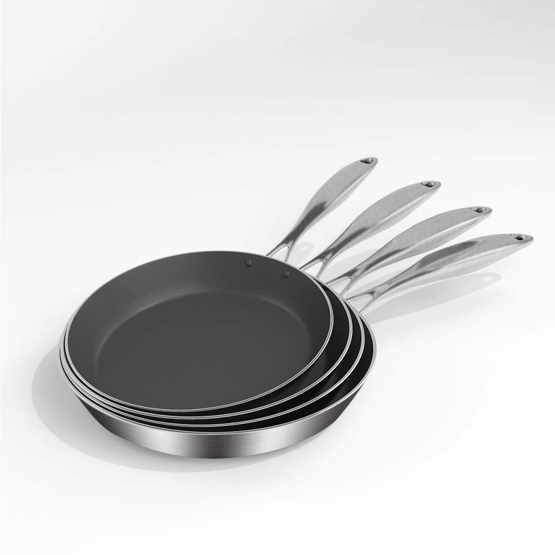 SOGA Stainless Steel Fry Pan 20cm 26cm Frying Pan Induction Non Stick Interior • LUZ-FryPanNS2868-2871