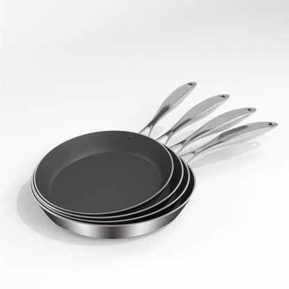 SOGA Stainless Steel Fry Pan 20cm 26cm Frying Pan Induction Non Stick Interior • LUZ-FryPanNS2868-2871