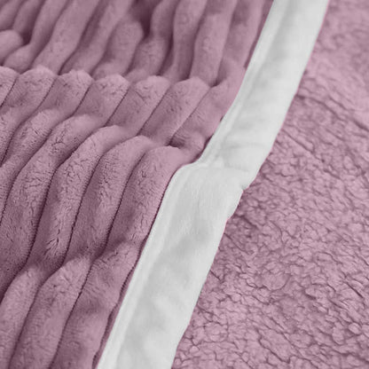 SOGA 2X Throw Blanket Warm Cozy Double Sided Thick Flannel Coverlet Fleece Bed Sofa Comforter Purple • LUZ-Blanket311X2