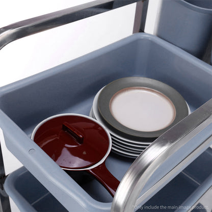 SOGA 2X 3 Tier Food Trolley Food Waste Cart Five Buckets Kitchen Food Utility 82x43x92cm Square • LUZ-FoodCart1213X2