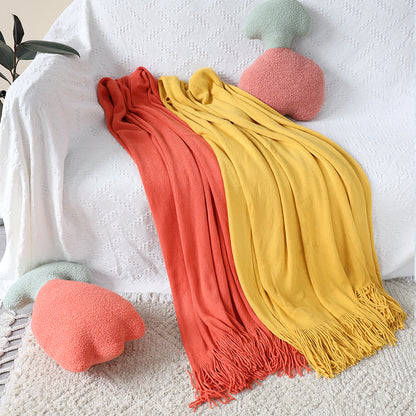 SOGA 2X Orange Acrylic Knitted Throw Blanket Solid Fringed Warm Cozy Woven Cover Couch Bed Sofa Home Decor • LUZ-Blanket911X2