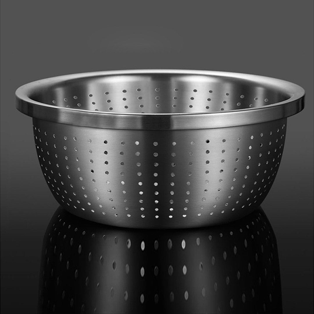 SOGA 2X Stainless Steel Nesting Basin Colander Perforated Kitchen Sink Washing Bowl Metal Basket Strainer Set of 3 • LUZ-Bowl607X2