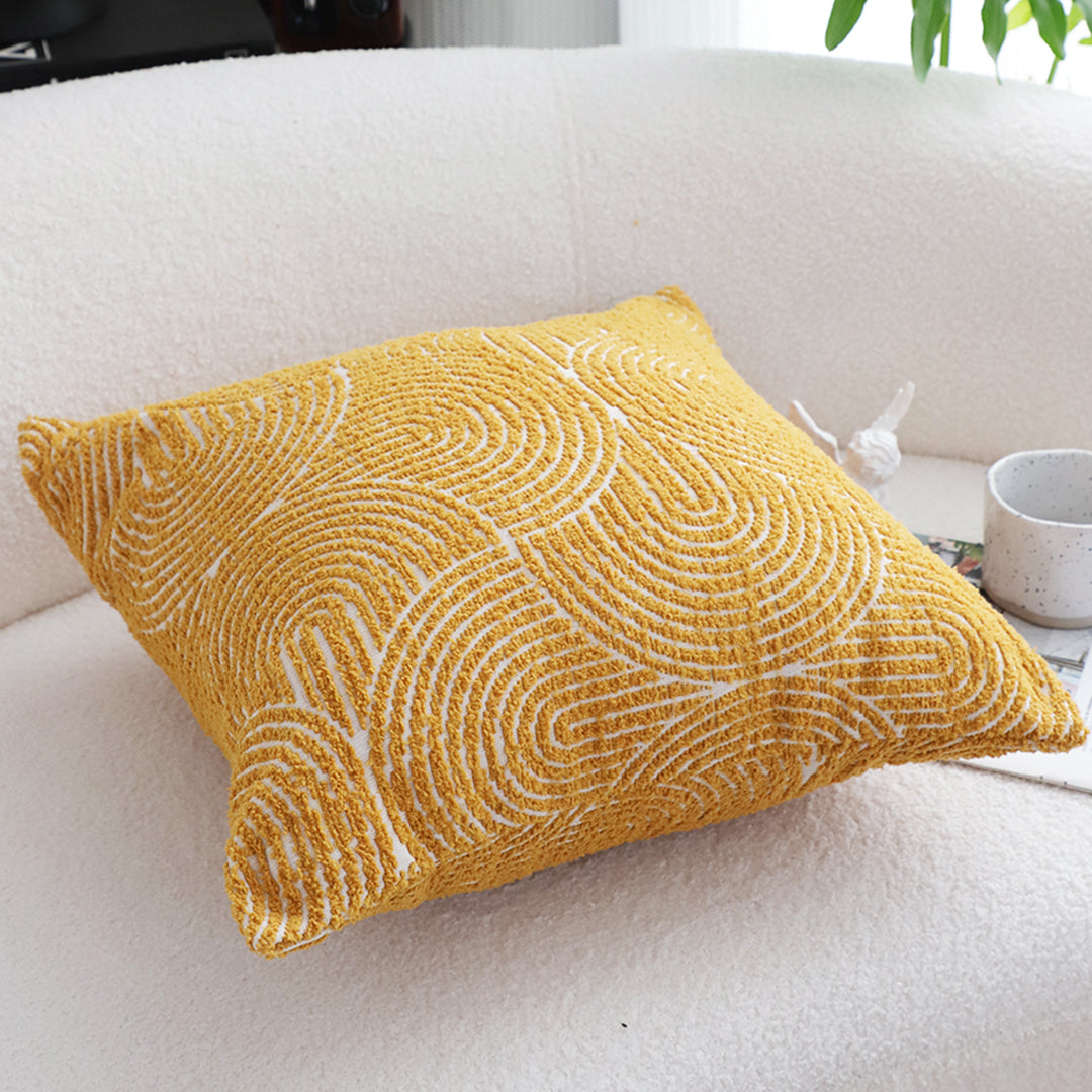SOGA 50cm Mustard Yellow Throw Pillow Geometric Indoor and Outdoor Corded for Home Decor • LUZ-FrenchCushion321