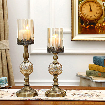 SOGA 47cm Glass Candle Holder Candle Stand Glass/Metal • LUZ-CandleStickALarge