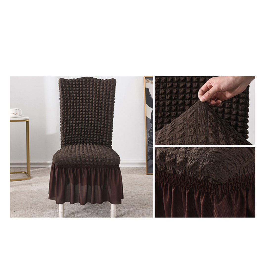 SOG 2X Coffee Chair Cover Seat Protector with Ruffle Skirt Stretch Slipcover Wedding Party Home Decor • LUZ-Chaircov24DX2