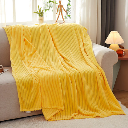 SOGA Yellow Throw Blanket Warm Cozy Striped Pattern Thin Flannel Coverlet Fleece Bed Sofa Comforter • LUZ-Blanket314