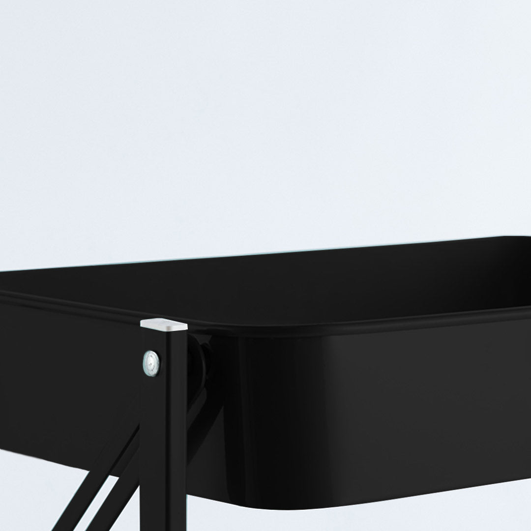 SOGA 3 Tier Steel Black Foldable Kitchen Cart Multi-Functional Shelves Portable Storage Organizer with Wheels • LUZ-KitchenXY011