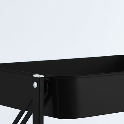 SOGA 3 Tier Steel Black Foldable Kitchen Cart Multi-Functional Shelves Portable Storage Organizer with Wheels • LUZ-KitchenXY011