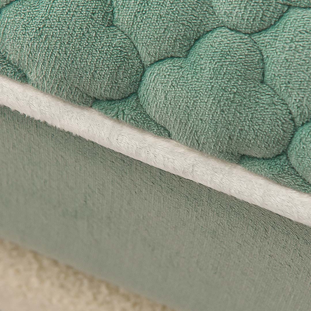 SOGA 2X Green 183cm Wide Mattress Cover Thick Quilted Fleece Stretchable Clover Design Bed Spread Sheet Protector with Pillow Covers • LUZ-BCover7010X2