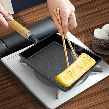 SOGA Cast Iron Tamagoyaki Japanese Omelette Egg Frying Skillet Fry Pan Wooden Handle • LUZ-ZPaiB5