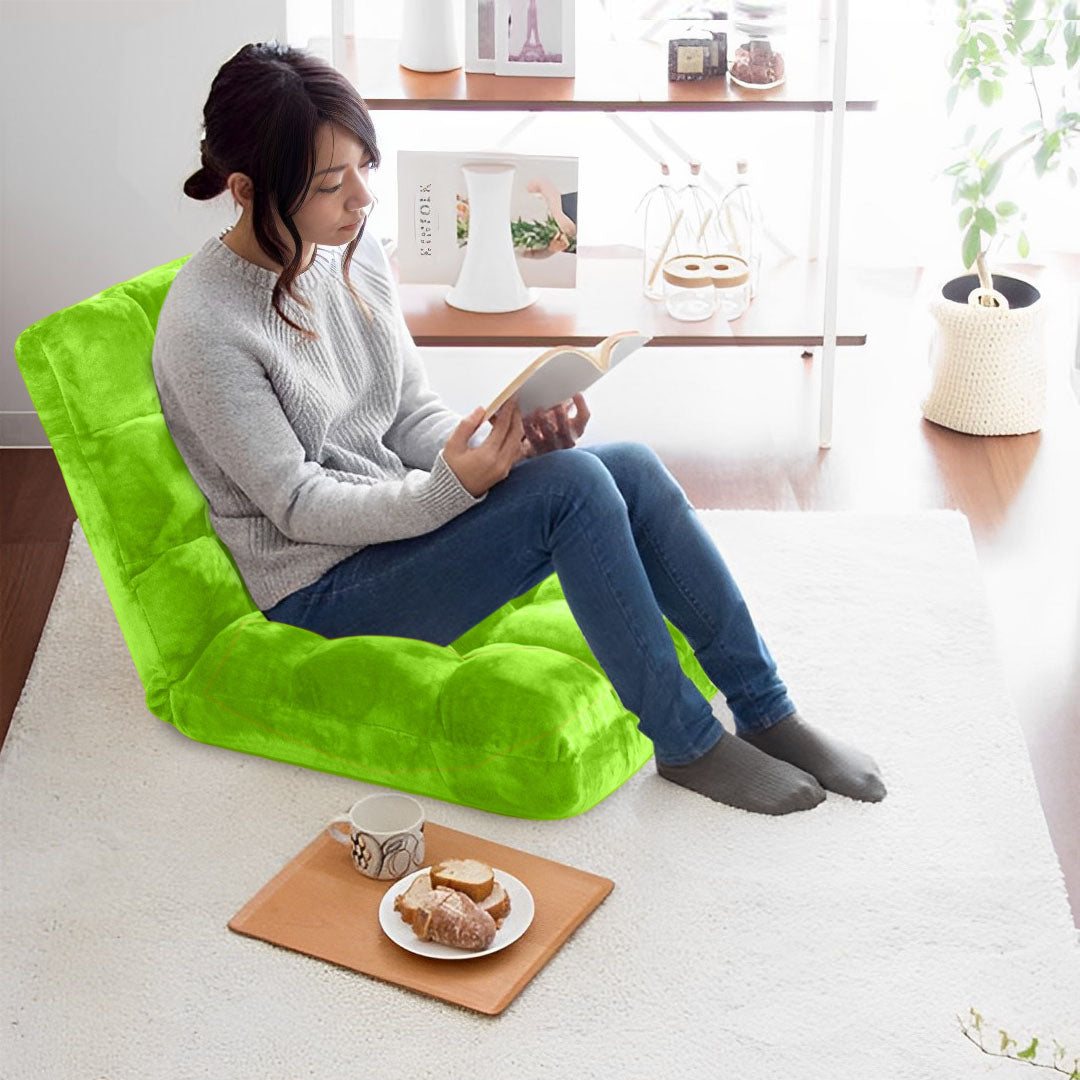 SOGA 4X Floor Recliner Folding Lounge Sofa Futon Couch Folding Chair Cushion Green • LUZ-LoungeChairGreenX4