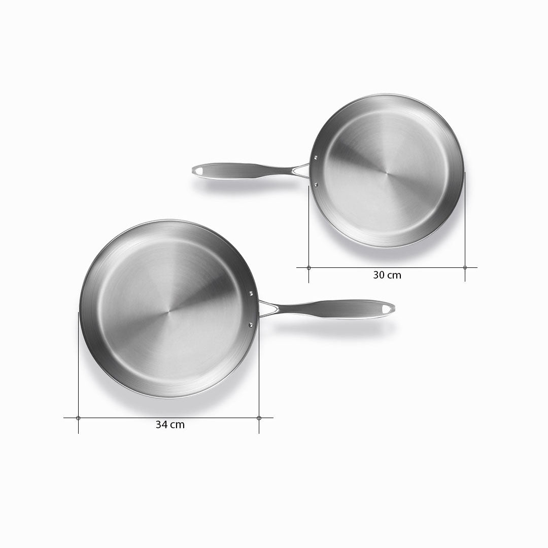 SOGA Stainless Steel Fry Pan 30cm 34cm Frying Pan Top Grade Induction Cooking • LUZ-FryPanSS2865-2867