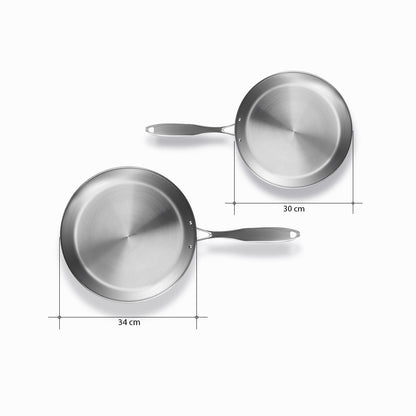 SOGA Stainless Steel Fry Pan 30cm 34cm Frying Pan Top Grade Induction Cooking • LUZ-FryPanSS2865-2867