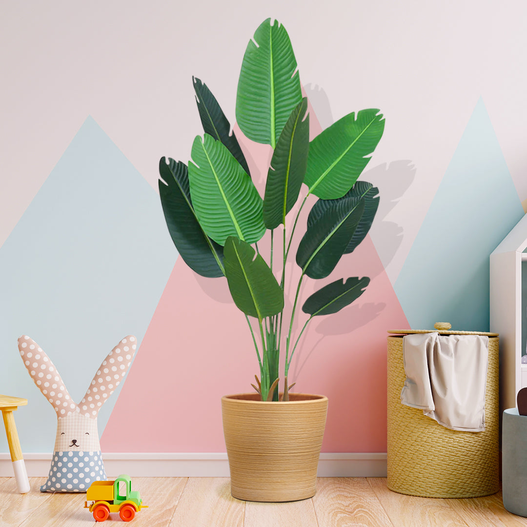 SOGA 180cm Artificial Bird of Paradise Plants Fake Tropical Palm Tree with 10 in Pot and Woven Seagrass Belly, Home Decor • LUZ-APlantFHM18013