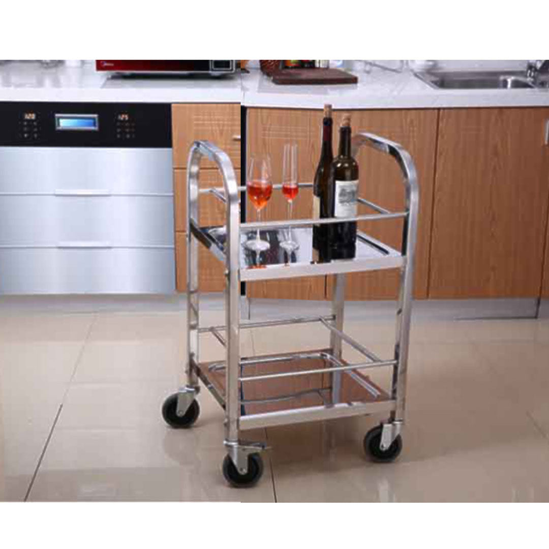 SOGA 2X 2 Tier 500x500x950 Stainless Steel Square Tube Drink Wine Food Utility Cart • LUZ-FoodCart1215X2