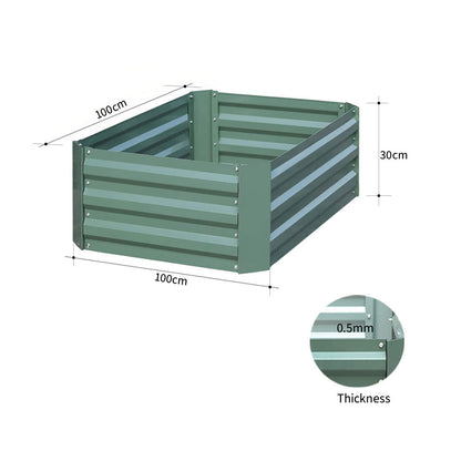 SOGA 2X 100cm Square Galvanised Raised Garden Bed Vegetable Herb Flower Outdoor Planter Box • LUZ-MetalBGre511X2