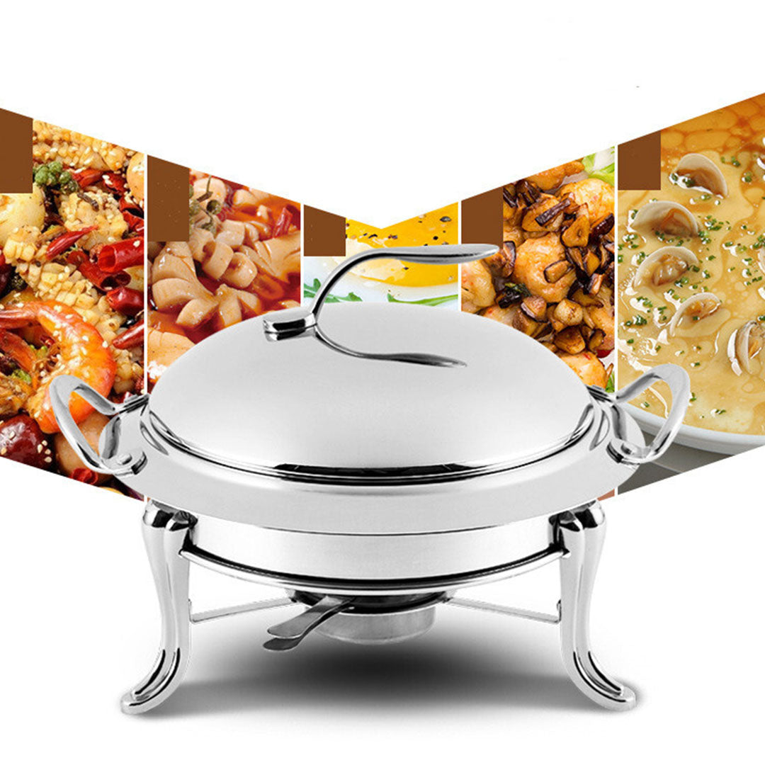 SOGA Stainless Steel Gold Accents Round Buffet Chafing Dish Cater Food Warmer Chafer with Glass Top Lid • LUZ-ChafingDishSoupGold