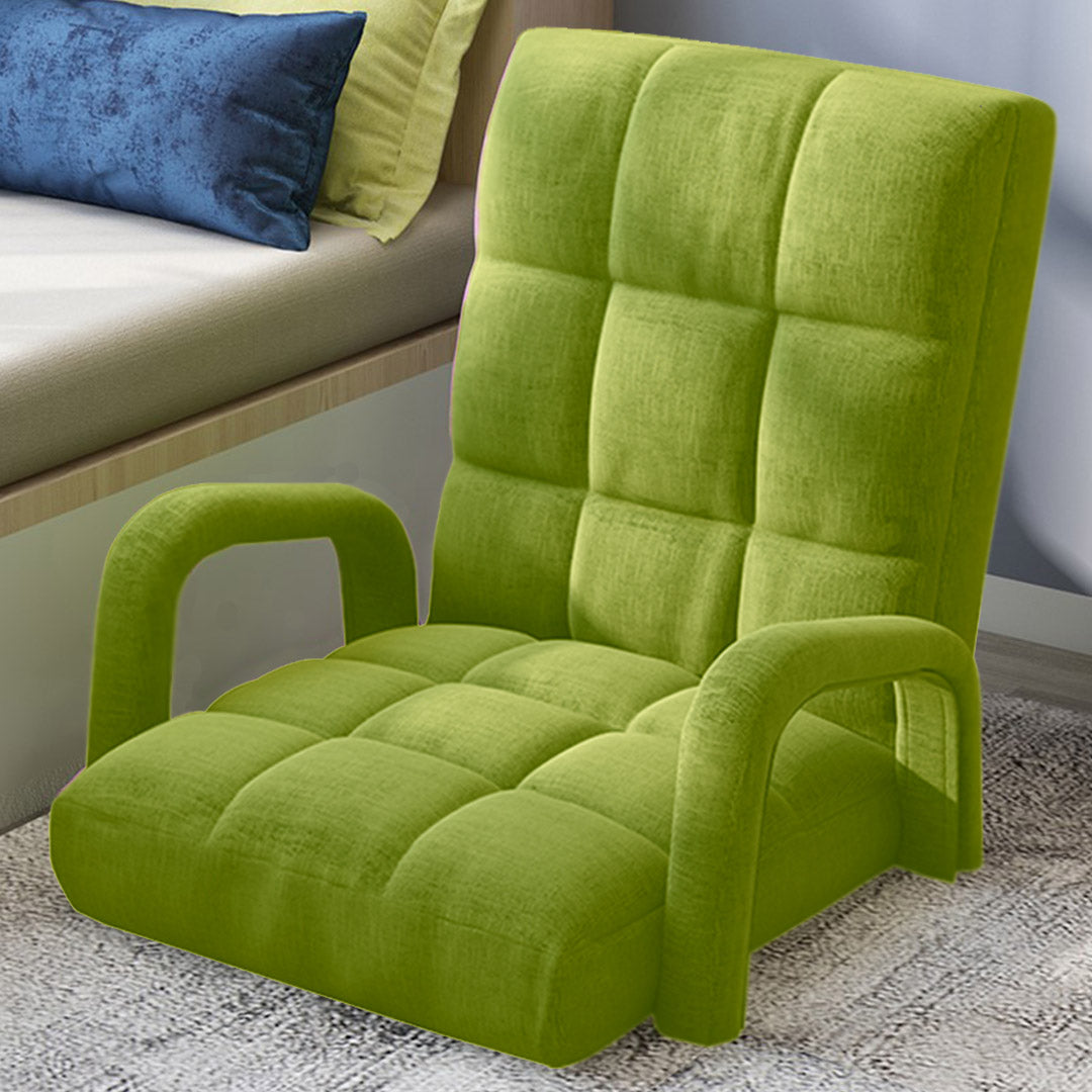 SOGA 2X Foldable Lounge Cushion Adjustable Floor Lazy Recliner Chair with Armrest Yellow Green • LUZ-LoungeArmYellowX2