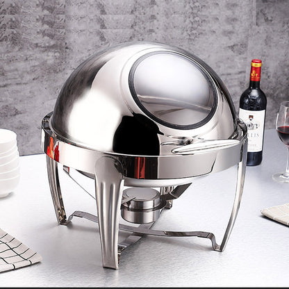 SOGA 2X 6.5L Stainless Steel Round Soup Tureen Bowl Station Roll Top Buffet Chafing Dish Catering Chafer Food Warmer Server • LUZ-ChafingDishV7A1X2