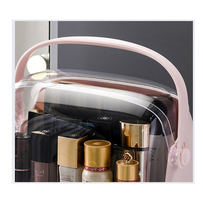 SOGA 3 Tier Pink Countertop Makeup Cosmetic Storage Organiser Skincare Holder Jewelry Storage Box with Handle • LUZ-BathC104