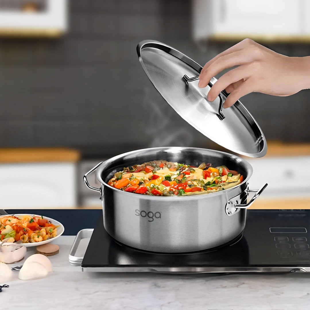 SOGA Stock Pot 113Lt Top Grade Thick Stainless Steel Stockpot 18/10 • LUZ-SOGAStockPot113L