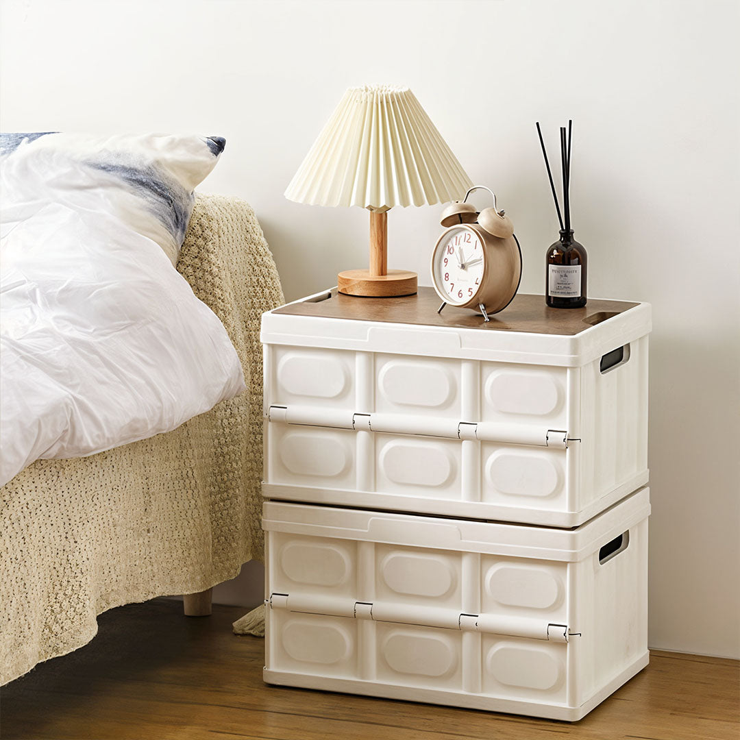 SOGA 52.5x35.5cm 55L White Car & Camping Foldable Storage Box Crate Stackable Container No Handle • LUZ-StorageBox3704