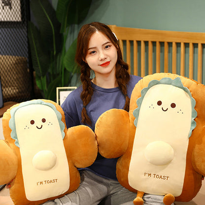 SOGA 58cm Cute Face Toast Bread Cushion Stuffed Car Seat Plush Cartoon Back Support Pillow Home Decor • LUZ-SCushion063