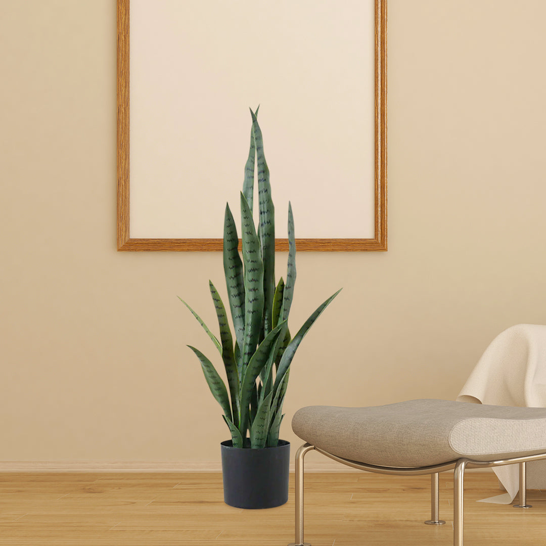 SOGA 95cm Sansevieria Snake Artificial Plants with Black Plastic Planter Greenery, Home Office Decor • LUZ-APlantFH9510