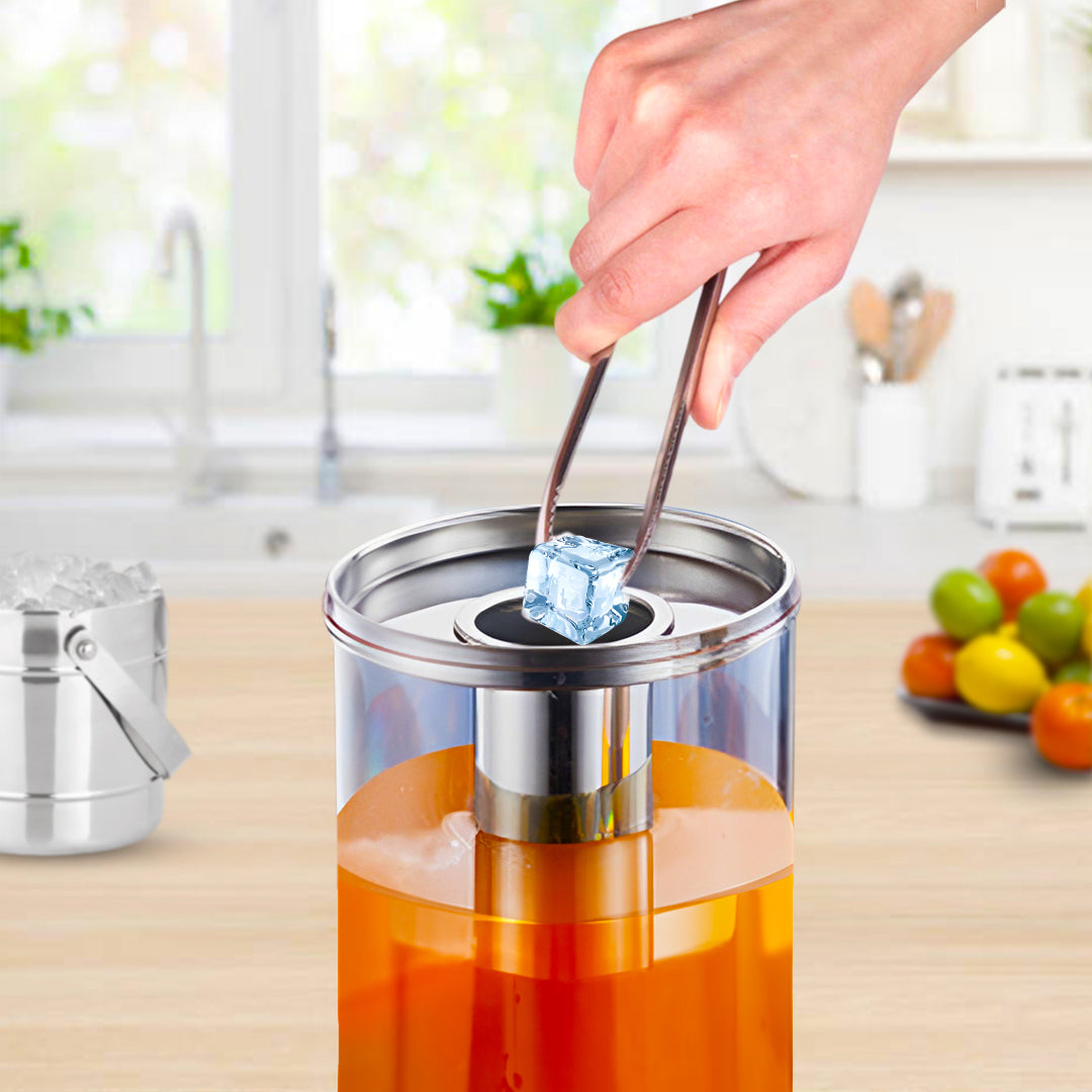 SOGA Single 3L Silver Stainless Steel Beverage Dispenser Ice Cylinder Clear Juicer Hot Cold Water Jug • LUZ-VICDispenser5712