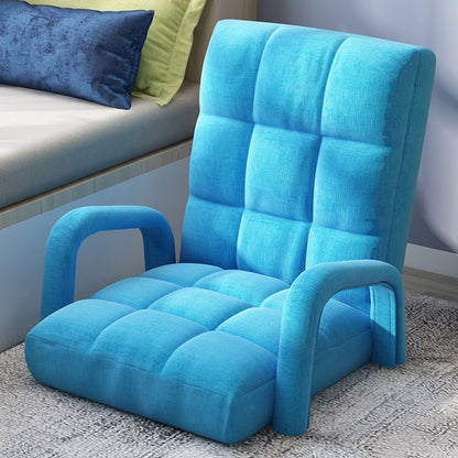 SOGA  Foldable Lounge Cushion Adjustable Floor Lazy Recliner Chair with Armrest Blue • LUZ-LoungeArmBlue