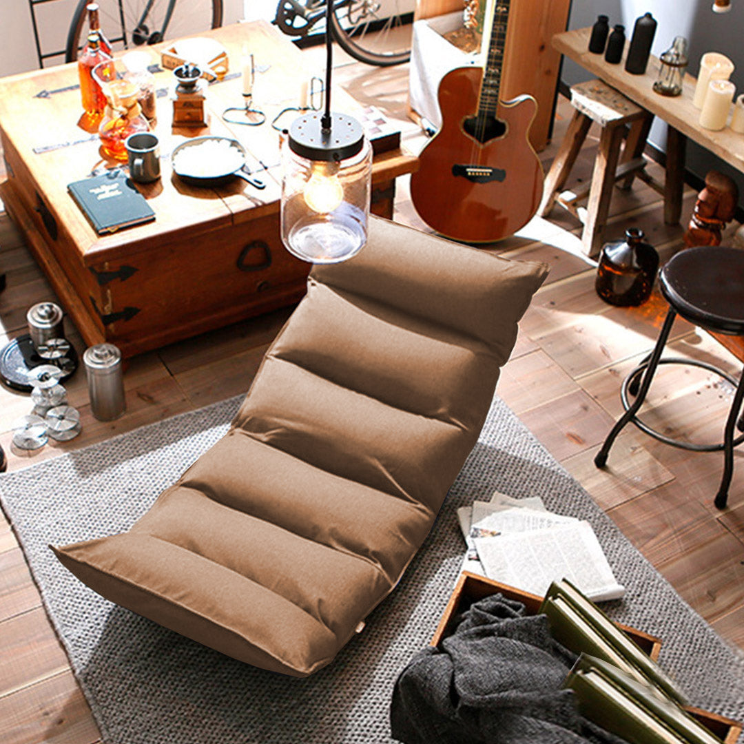 SOGA 4X Foldable Tatami Floor Sofa Bed Meditation Lounge Chair Recliner Lazy Couch Khaki • LUZ-LoungeLeatherKhakiX4