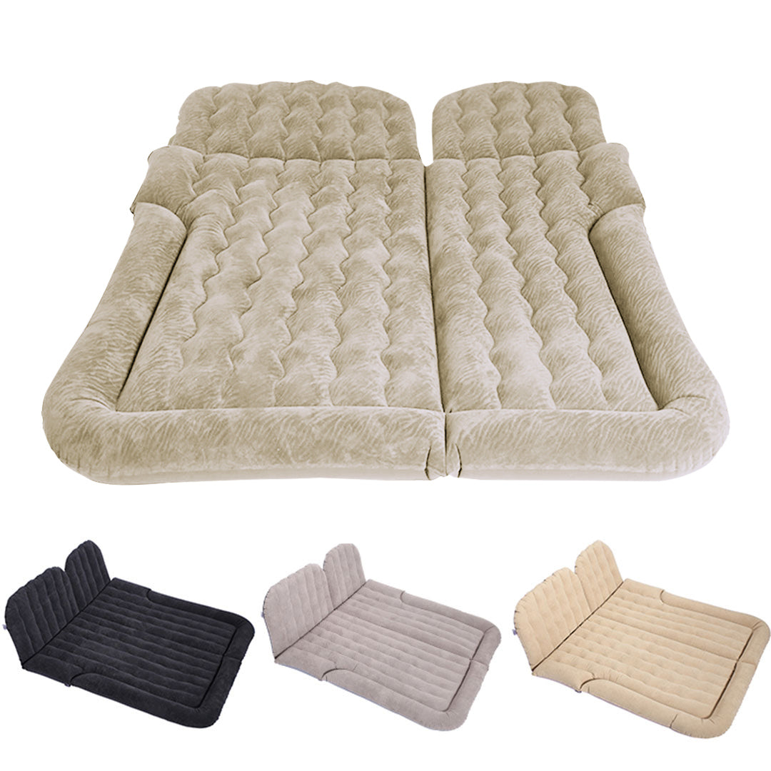 SOGA Beige Inflatable Car Boot Mattress Portable Camping Air Bed Travel Sleeping Essentials • LUZ-CarMat015