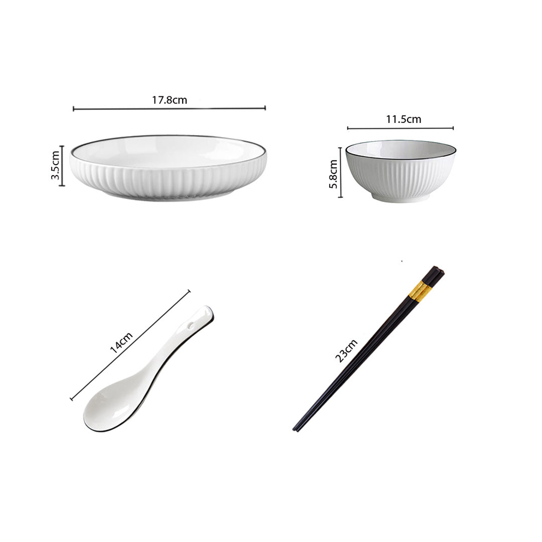 SOGA White Japanese Style Ceramic Dinnerware Crockery Soup Bowl Plate Server Kitchen Home Decor Set of 4 • LUZ-BowlG001
