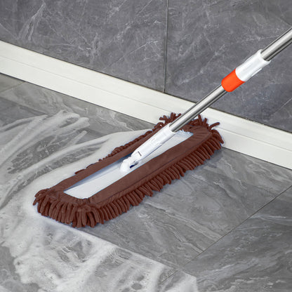 SOGA 60x12 Coffee Microfiber Flat Mop Floor Cleaning Pads Rotating Dust Remover • LUZ-MopCof60