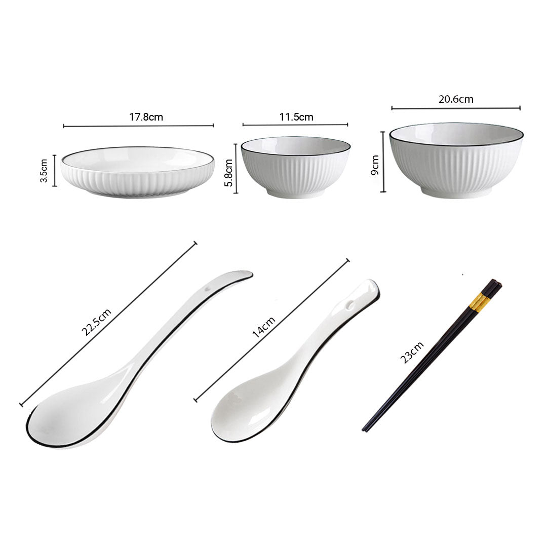 SOGA White Japanese Style Ceramic Dinnerware Crockery Soup Bowl Plate Server Kitchen Home Decor Set of 5 • LUZ-BowlG002