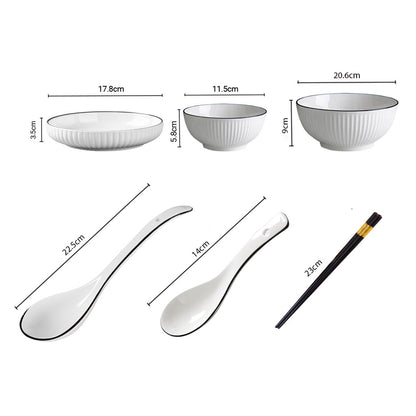 SOGA White Japanese Style Ceramic Dinnerware Crockery Soup Bowl Plate Server Kitchen Home Decor Set of 5 • LUZ-BowlG002