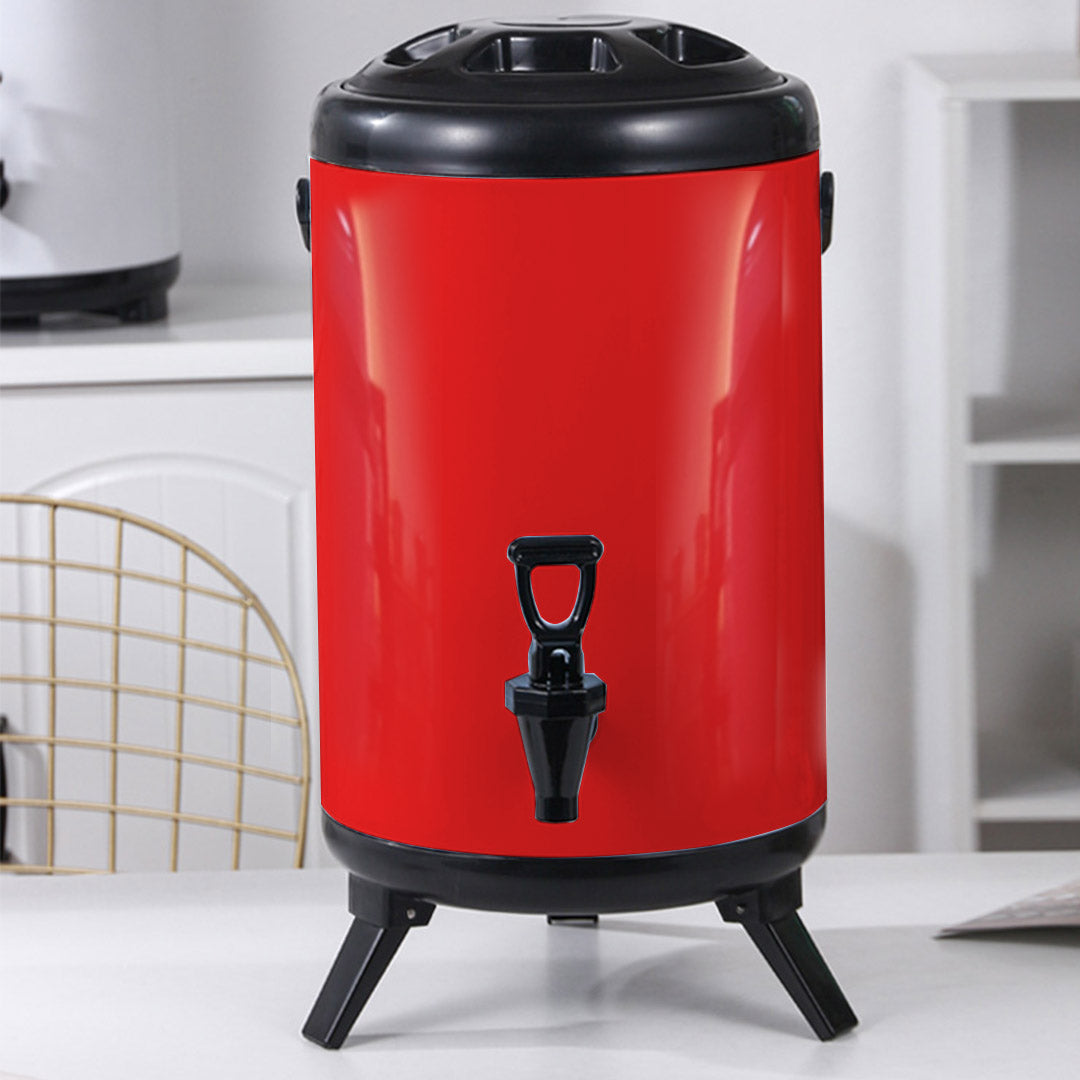 SOGA 16L Stainless Steel Insulated Milk Tea Barrel Hot and Cold Beverage Dispenser Container with Faucet Red • LUZ-VICDispenser16LRED