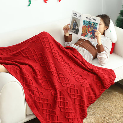 SOGA 130x180cm Throw Blanket Red Christmas Chunky Yarn Woven Decorative Cozy Knit for Holiday Home Decor • LUZ-Blanket936