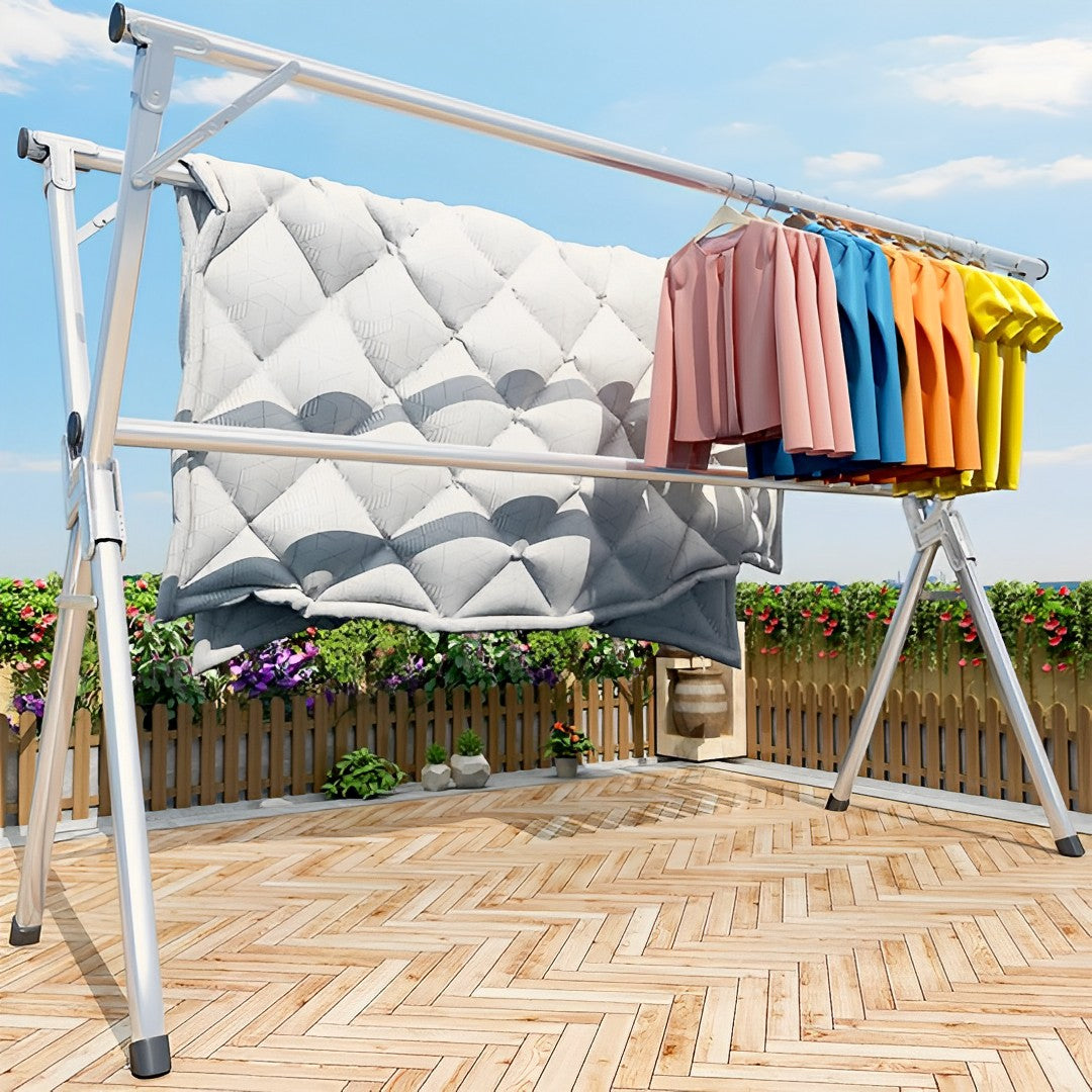 SOGA 1.6m Portable Standing Clothes Drying Rack Foldable Space-Saving Laundry Holder 3 Poles • LUZ-BSXG2511