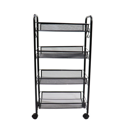 SOGA 2X 4 Tier Steel Black Bee Mesh Kitchen Cart Multi-Functional Shelves Portable Storage Organizer with Wheels • LUZ-KitchenXY037X2
