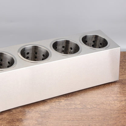 SOGA 2X 18/10 Stainless Steel Commercial Conical Utensils Cutlery Holder with 4 Holes • LUZ-CutleryHolder4602X2