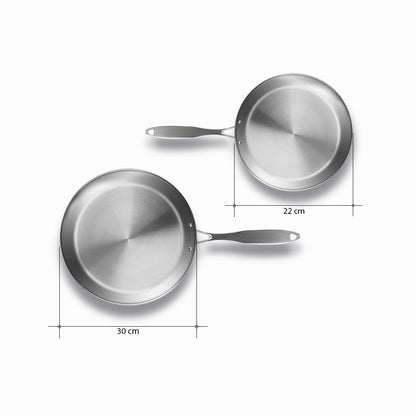 SOGA Stainless Steel Fry Pan 22cm 30cm Frying Pan Top Grade Induction Cooking • LUZ-FryPanSS2861-2865