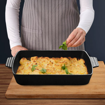 SOGA 2X 33cm Cast Iron Rectangle Bread Cake Baking Dish Lasagna Roasting Pan • LUZ-ZPaiA10X2