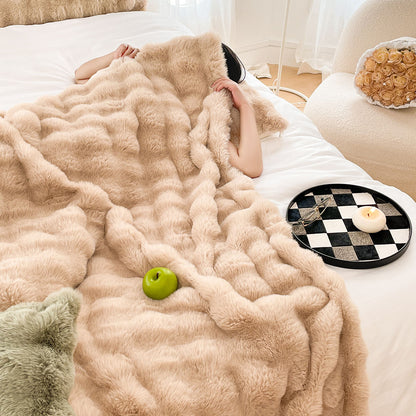 SOGA 2X 200cm Light Camel Fur Fuzzy Super Soft and Cozy Fluffy Throw Blanket • LUZ-BlanketFur332X2