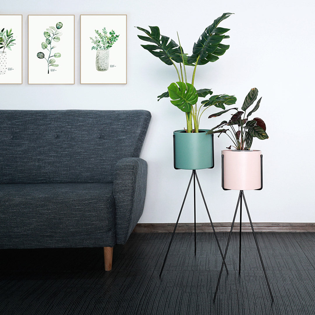 SOGA 2X 70cm Tripod Flower Pot Plant Stand with Pink Flowerpot Holder Rack Indoor Display • LUZ-FPotH72PNKX2