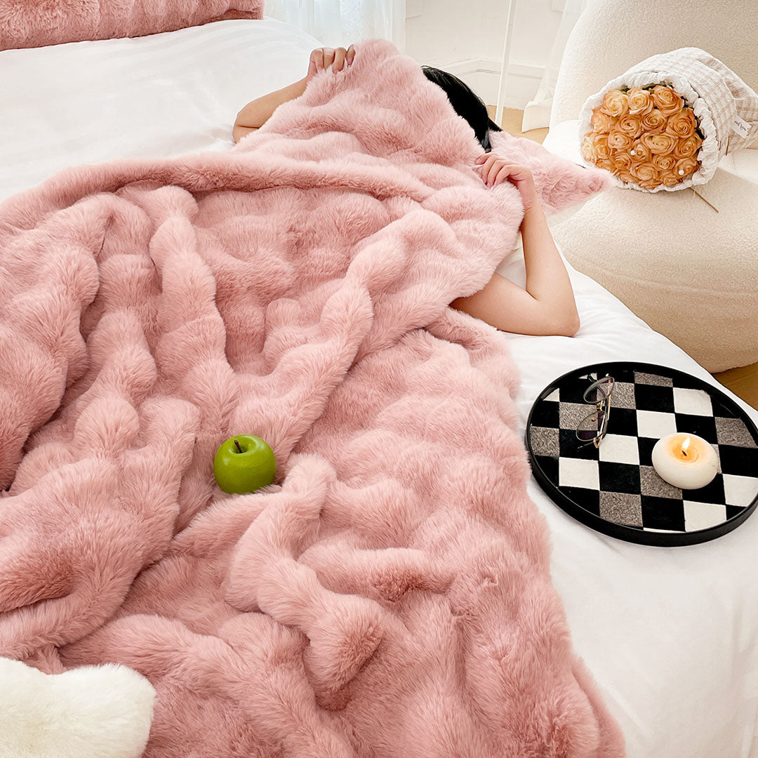 SOGA 200cm Pink Fur Fuzzy Super Soft and Cozy Fluffy Throw Blanket • LUZ-BlanketFur338
