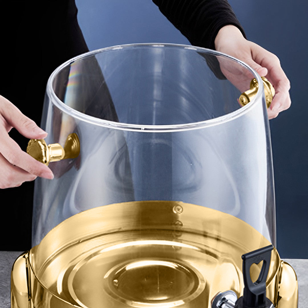 SOGA Stainless Steel 12L Beverage Dispenser Hot and Cold Juice Water Tea Chafer Urn Buffet Drink Container Jug with Gold Accents • LUZ-VICDispenser5715