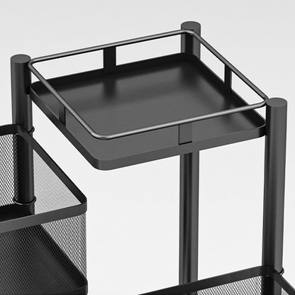 SOGA 4 Tier Steel Square Rotating Kitchen Cart Multi-Functional Shelves Portable Storage Organizer with Wheels • LUZ-KitchenXY020