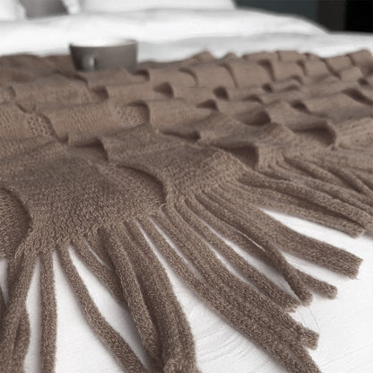 SOGA 2X Coffee Textured Knitted Throw Blanket Warm Cozy Woven Cover Couch Bed Sofa Home Decor with Tassels • LUZ-Blanket926X2